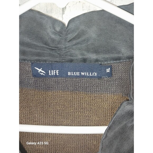 Life Blue Willi's XL Full Zip Linen Blend Color Block Sweater - Picture 4 of 7